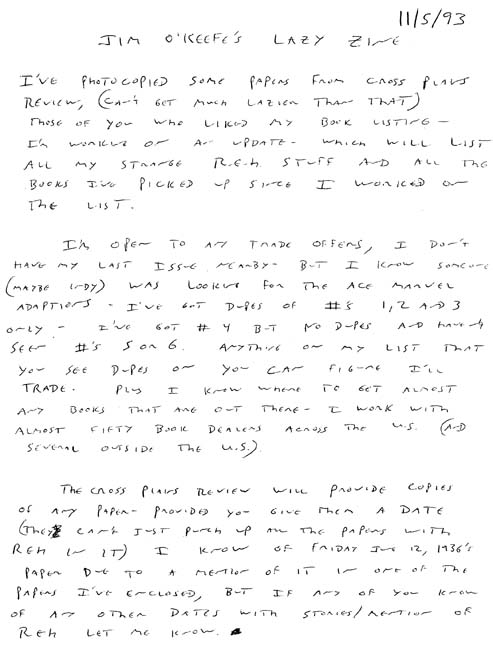 Jim O'Keefe's Lazy Zine