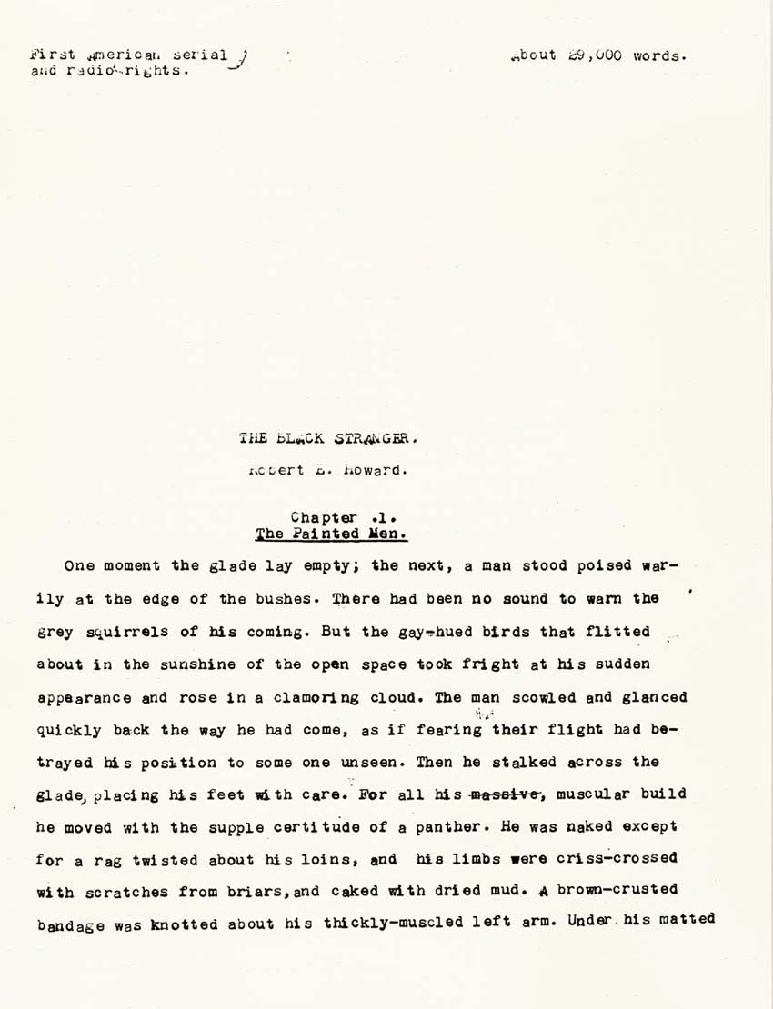 The Black Stranger Manuscript Facsimile Page 1